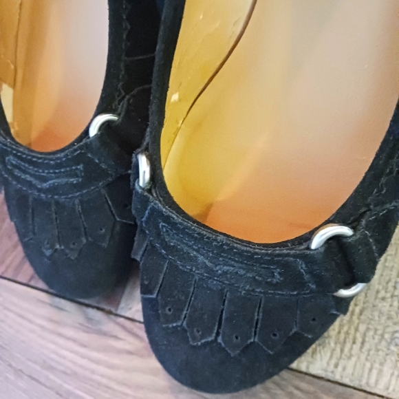 Talbots Women's Black Suede pumps 7B Med made in Brazil Leather Office Career - Picture 6 of 12